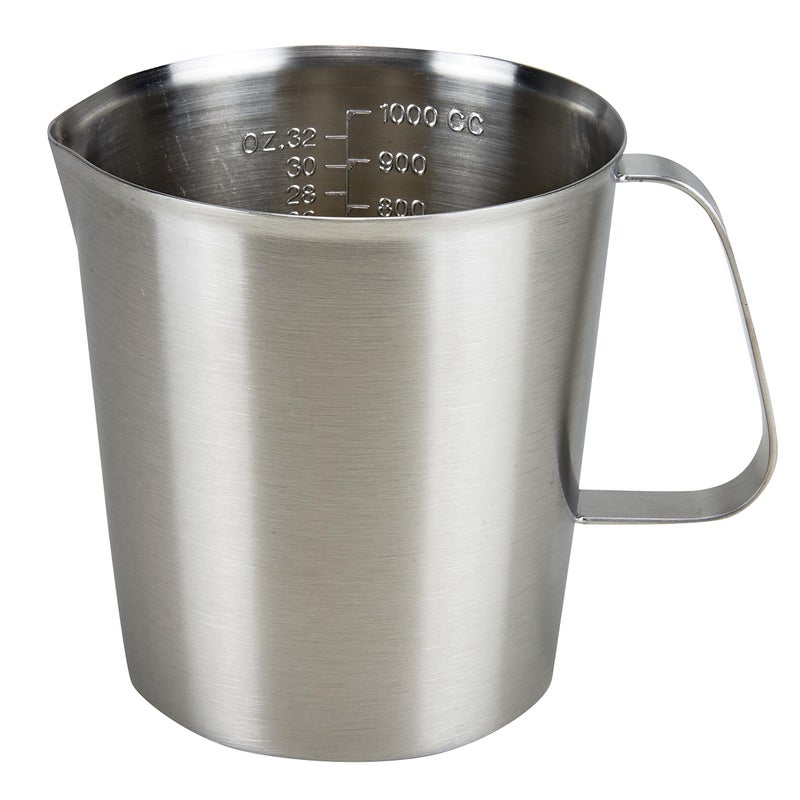 Stainless Steel Measuring Cup Pitcher with Marking with Handle for Milk Froth Latte Art 32OZ1 Liter