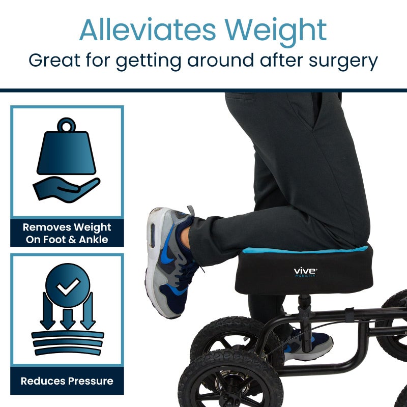 Vive Mobility Knee Walker Padded Gel Cover - Premium Comfort Gel Cushion  Accessory for Knee Scooters  Padded Accessories  Leg Cart Roller Improves Comfort During Injury  Fits Most Knee Trollys (Blue) - Image 2