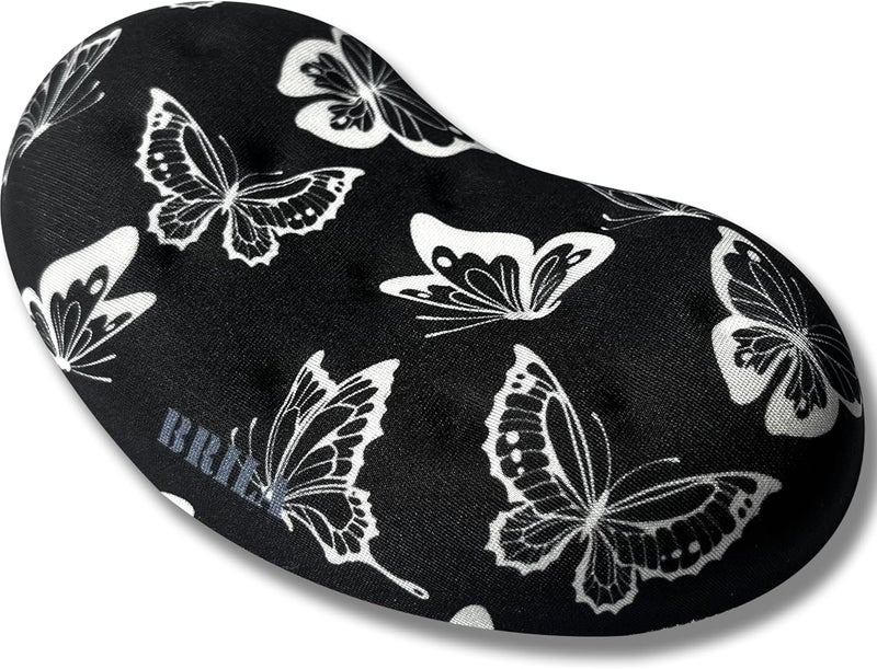 BRILA Ergonomic Memory Foam Mouse Wrist Rest Support Pad Cushion for Computer, Laptop, Office Work, PC Gaming - Massage Holes Design - Wrist Pain Relief (Butterflies Mouse Wrist Rest) - Image 1
