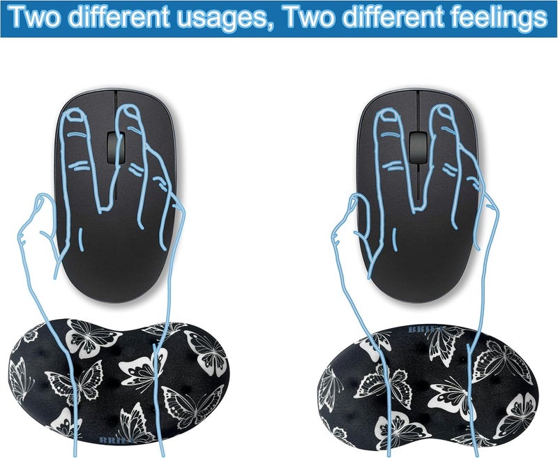 BRILA Ergonomic Memory Foam Mouse Wrist Rest Support Pad Cushion for Computer, Laptop, Office Work, PC Gaming - Massage Holes Design - Wrist Pain Relief (Butterflies Mouse Wrist Rest) - Image 2