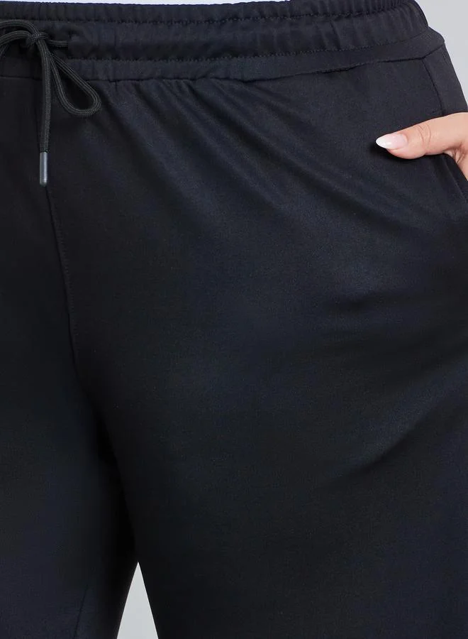 Styli Plus Size Black Wide Leg Joggers
