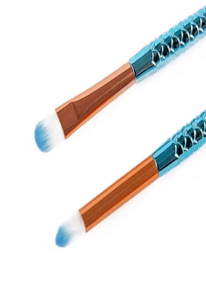 IndusBay 4 Piece Cosmetic Brush Set Fish Tail Makeup Brushes Set of 4 Make up Brushes Soft Skin-friendly Eye Shadow Brush Beginner, Blue - Image 3
