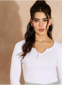 SASSAFRAS Ribbed Notch Neck Long Sleeve Top by Styli  - Image 5