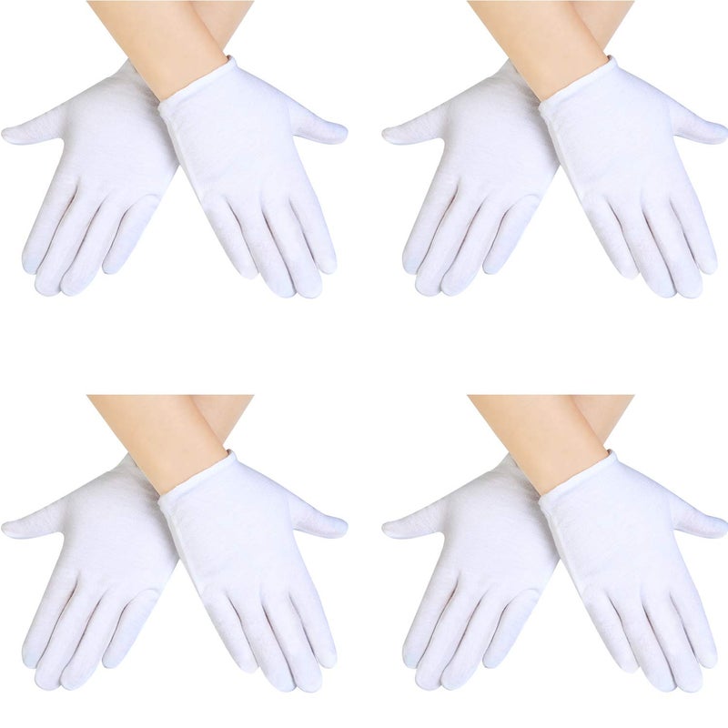 SATINIOR 4 Pairs White Kids Gloves White Cotton Cosplay Costume Dress Wrist Formal Gloves for Party Girls Boys - Image 1