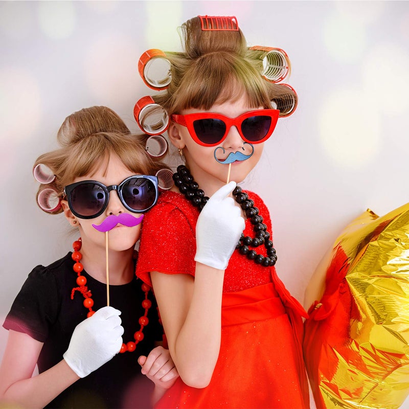 SATINIOR 4 Pairs White Kids Gloves White Cotton Cosplay Costume Dress Wrist Formal Gloves for Party Girls Boys - Image 4