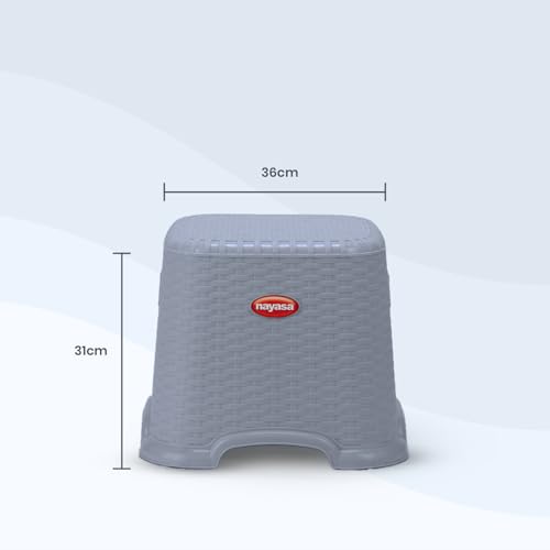 Nayasa Cane Stool-Small | Durable Plastic Stool | Ideal for Office Use, Kitchen and Bathroom Use, Shops and, Hospital Use, Plastic Stool for Home Use | Grey - Image 3