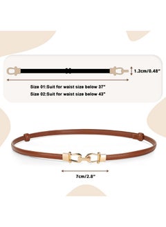 Leather Skinny Women Belt Thin Waist Belts For Dresses Up To 37 Inches With Golden Buckle 2 Pack(Black+Brown,Waist Size Below 37 Inches) - pzsku/ZB035F5A43F9D7D18235BZ/45/_/1735567076/1d232289-76e0-4943-9107-4fb3415a9ff2