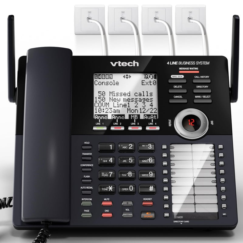 VTech AM18447 Main Console 4-Line Small Business Phone System - Expandable to 10 Stations, Digital Answering Machine, Auto Attendant, Intercom & Custom Music on Hold, Black - Image 1