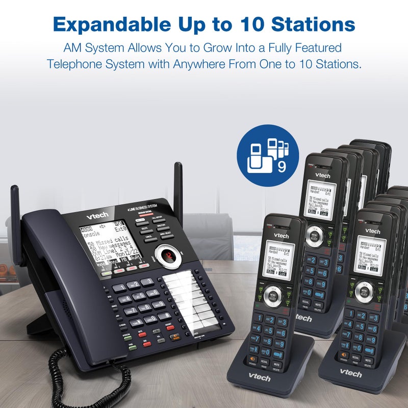 VTech AM18447 Main Console 4-Line Small Business Phone System - Expandable to 10 Stations, Digital Answering Machine, Auto Attendant, Intercom & Custom Music on Hold, Black - Image 5
