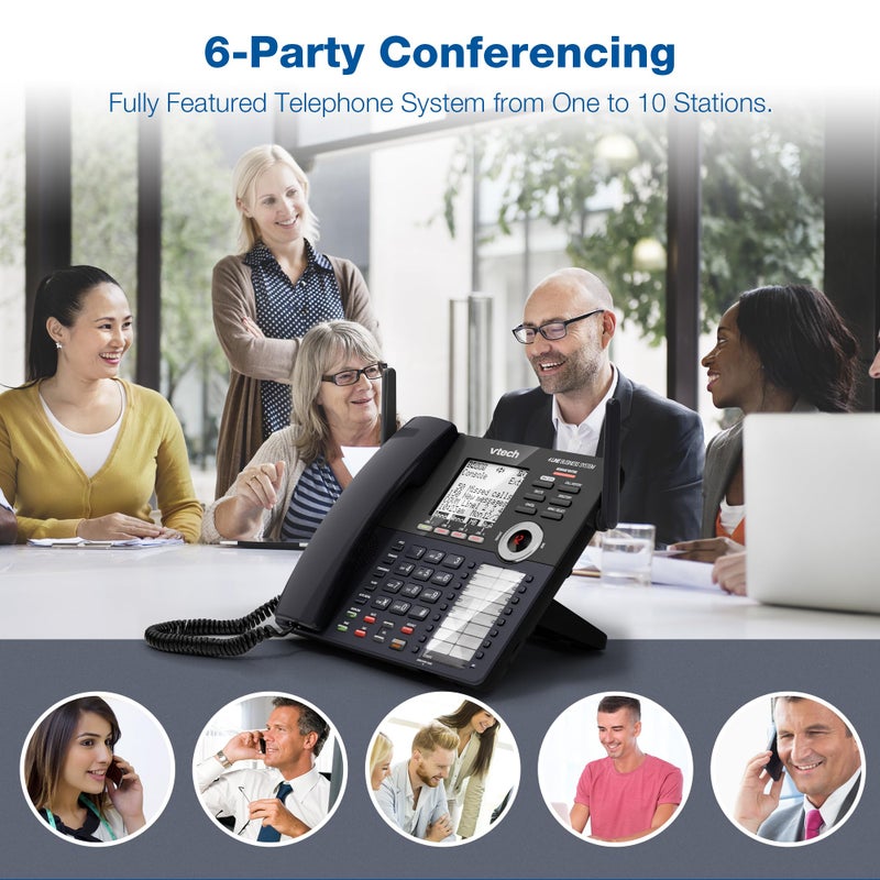 VTech AM18447 Main Console 4-Line Small Business Phone System - Expandable to 10 Stations, Digital Answering Machine, Auto Attendant, Intercom & Custom Music on Hold, Black - Image 4