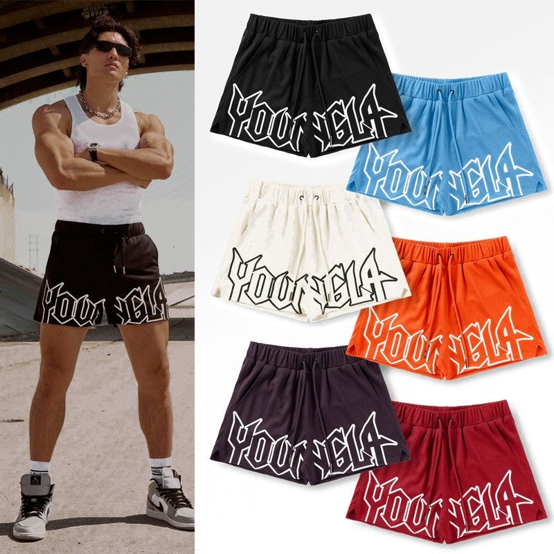 YOUNGLA Summer Mesh Quick-Dry Gym Shorts sky blue