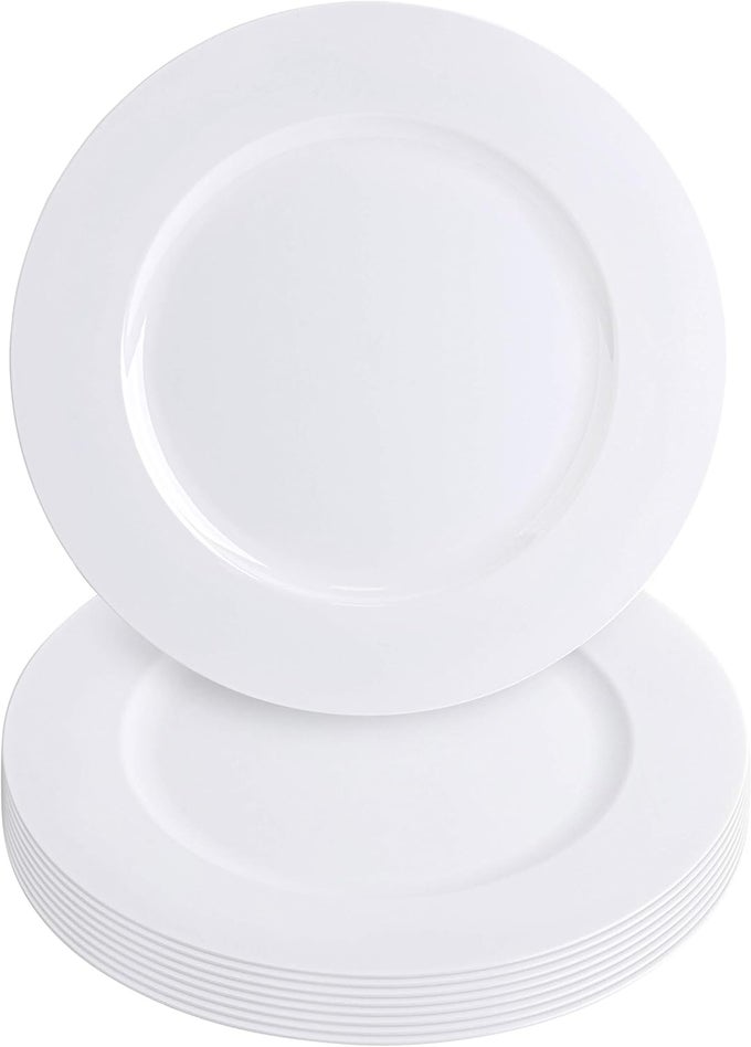 13INCH CHARGER PLATES 8 PACK WHITE HEAVYDUTY DISPOSABLE CHARGERS FOR ELEGANT DINING IDEAL FOR WEDDINGS AND FORMAL EVENTS