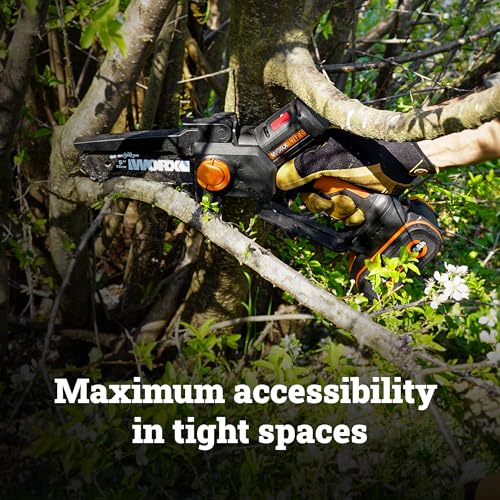 Worx 20V Cordless 5 Pruning Saw Brushless Mini Chainsaw Cordless Lightweight Electric Chainsaw 33 fts Handheld Battery Chainsaw wToolLess Chain Replacement Power Share WG3259 Tool Only - Image 3