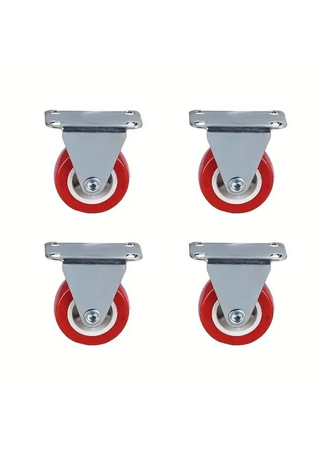 4pcs Heavy Duty 1.5 Inch Red Swivel Casters With Brake Fixed Wheel Model - Image 1