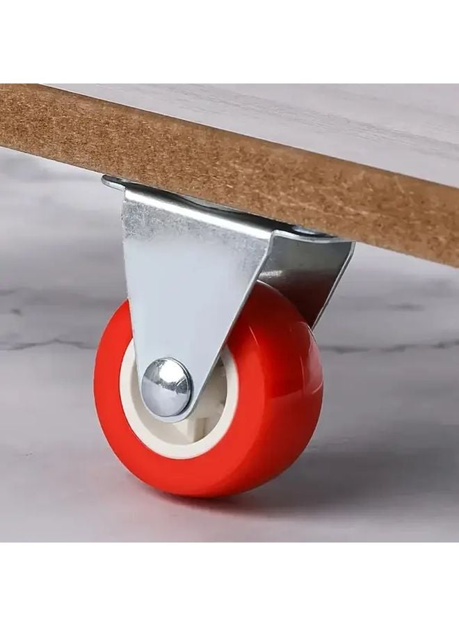 4pcs Heavy Duty 1.5 Inch Red Swivel Casters With Brake Fixed Wheel Model - Image 4