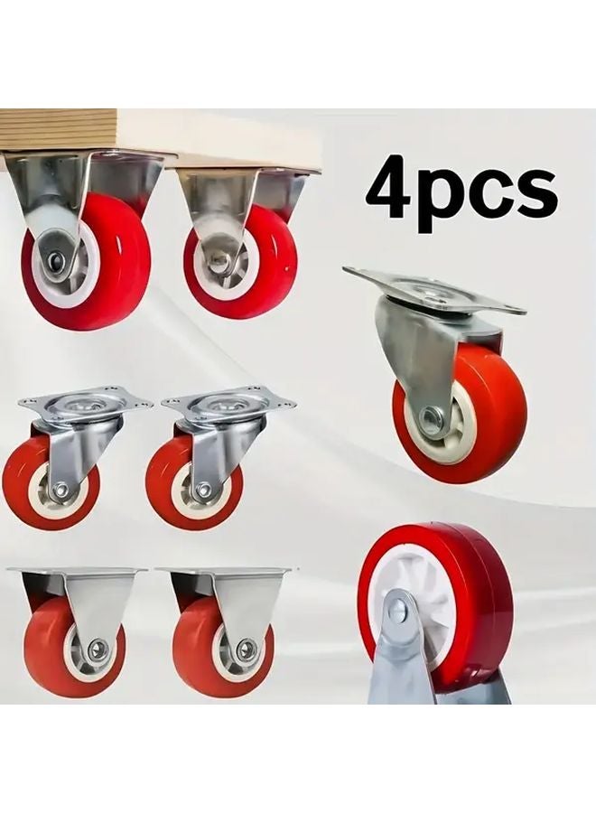 4pcs Heavy Duty 1.5 Inch Red Swivel Casters With Brake Fixed Wheel Model - Image 2
