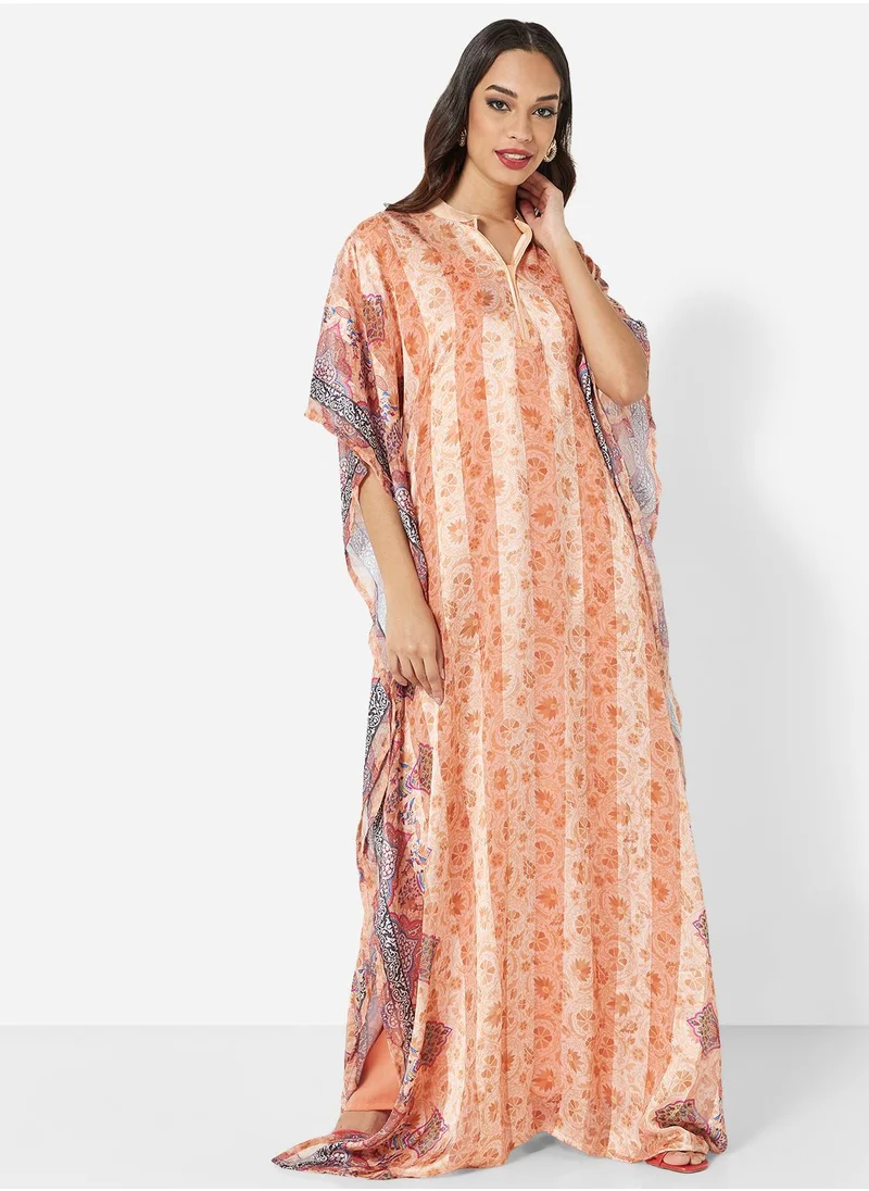 HANA & SARA DIGITAL FLORAL PRINTED FARASHA JALABIYA PARTY DRESS