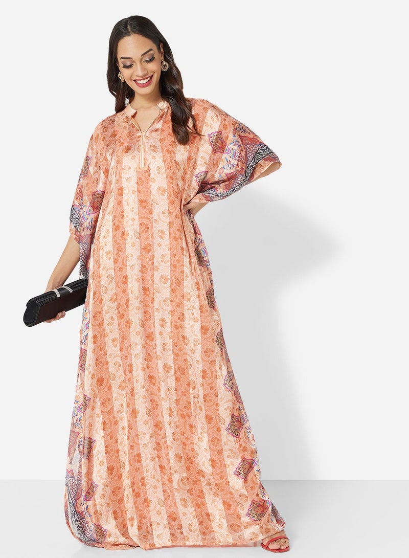 HANA & SARA DIGITAL FLORAL PRINTED FARASHA JALABIYA PARTY DRESS - Image 4