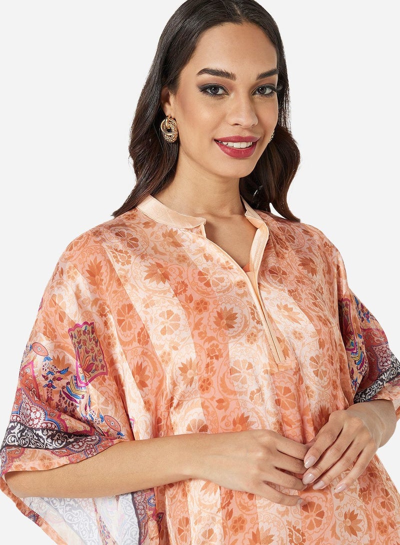 HANA & SARA DIGITAL FLORAL PRINTED FARASHA JALABIYA PARTY DRESS - Image 3