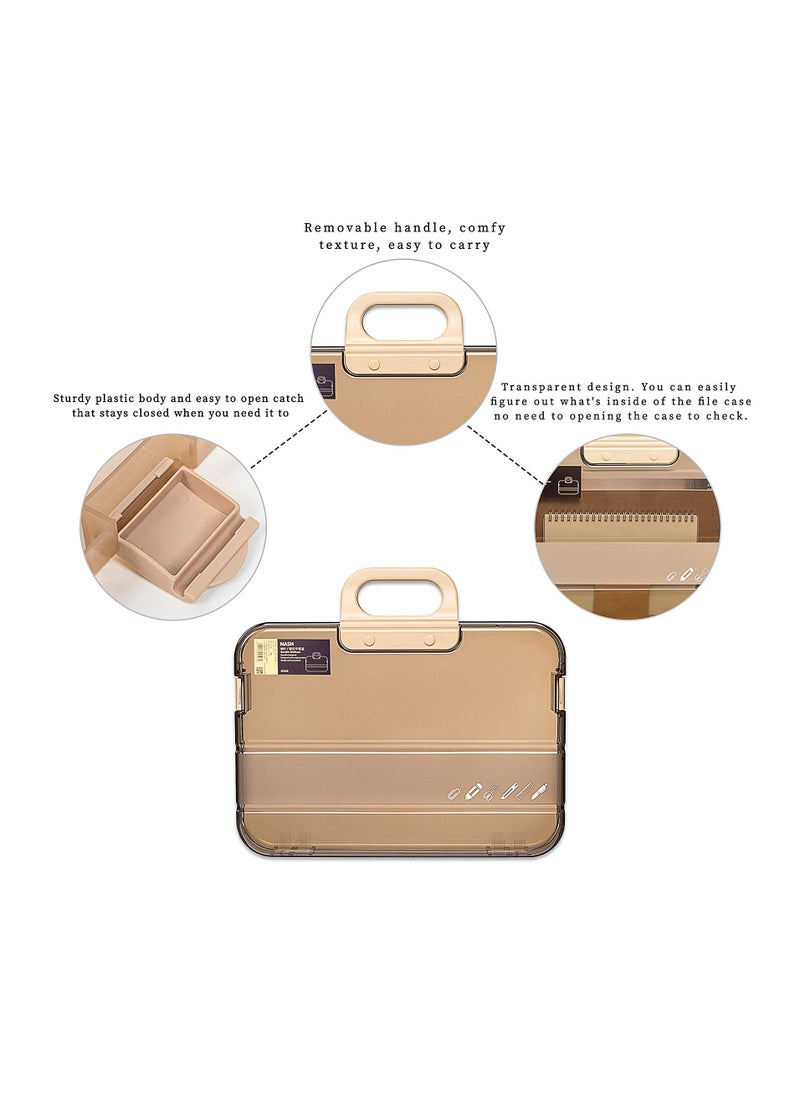 KASTWAVE - A4 File Box Portable Project Case with Handle, A4 Paper Plastic Storage Boxes, Translucent File Box for Home School Office, Durable Snap Closure Carrying Case for Paper, Document, Photo, Scrapbook - Image 1