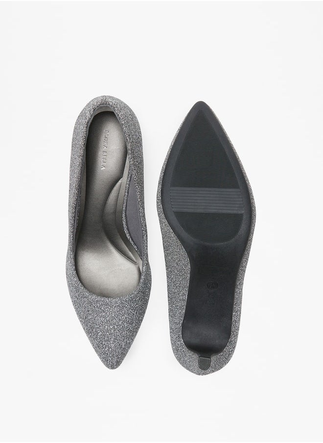 Flora Bella - Women's Textured Slip-On Pumps with Cone Heels - Image 1