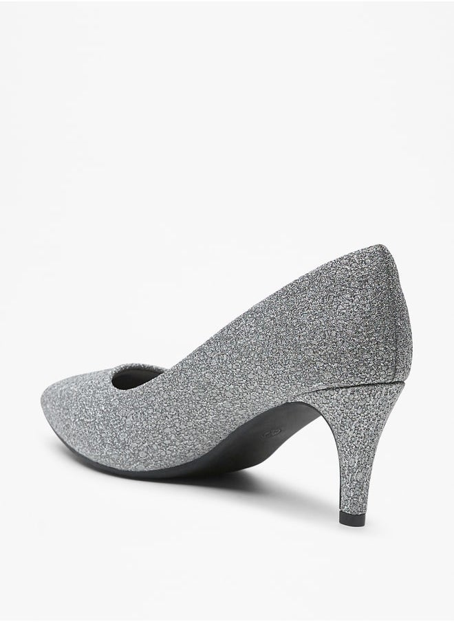Flora Bella - Women's Textured Slip-On Pumps with Cone Heels - Image 1