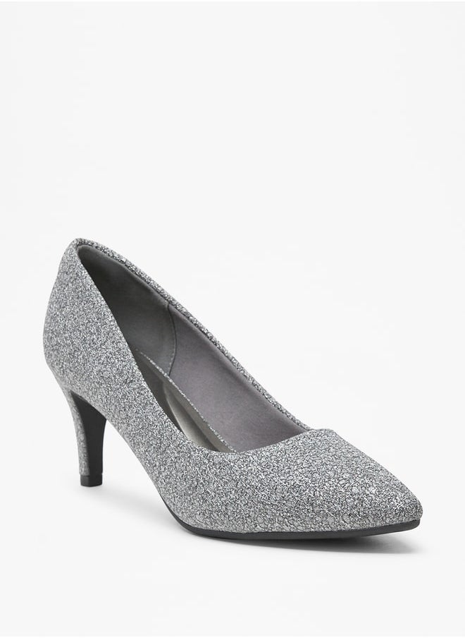 Flora Bella - Women's Textured Slip-On Pumps with Cone Heels - Image 1