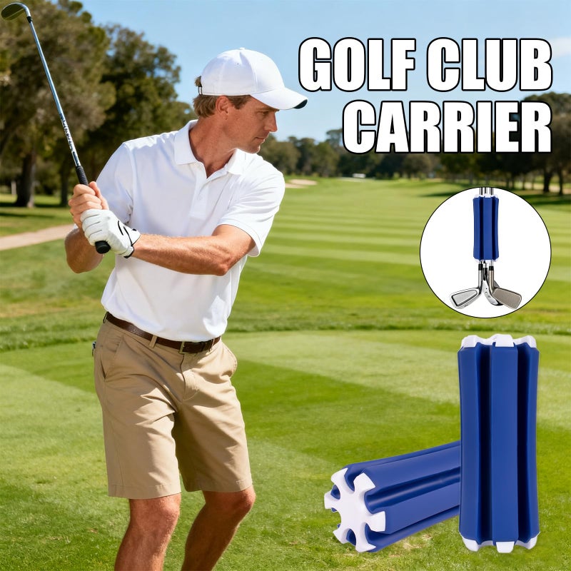 coldpa Golf Club Holder, Golf Club Organizer Support Stand, Cylindrical Holder for 6 Golf Club, Easy-Access Golfing Accessory with Strap, Reduces Clutter in Golf Bag (Blue and White) - Image 2