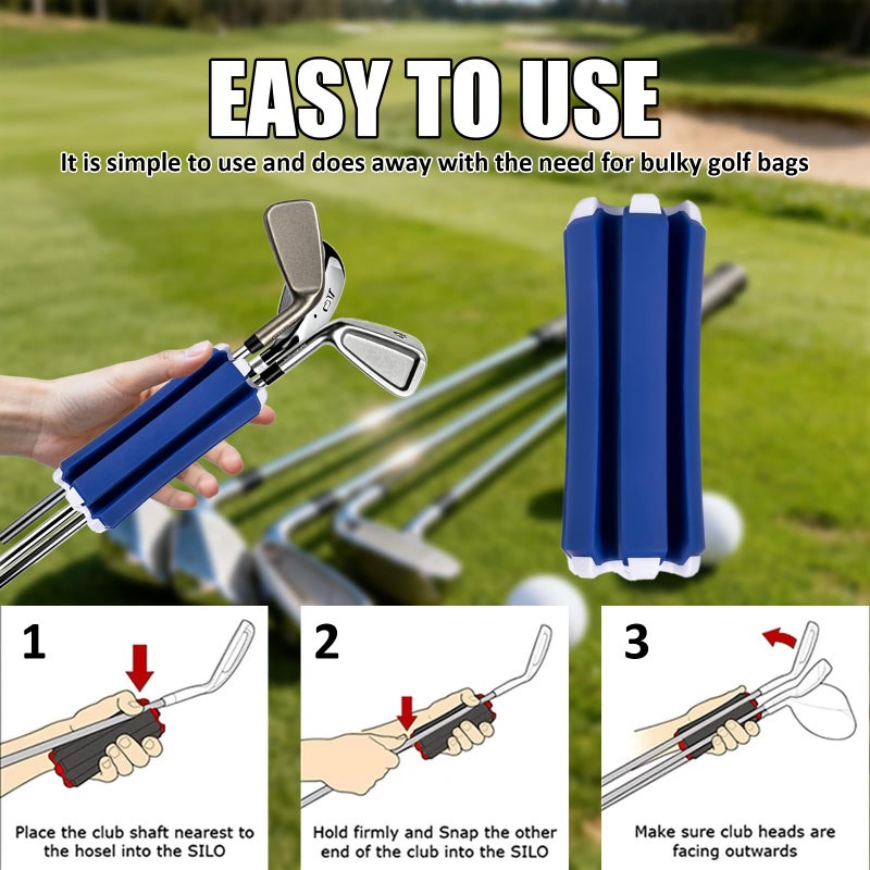 coldpa Golf Club Holder, Golf Club Organizer Support Stand, Cylindrical Holder for 6 Golf Club, Easy-Access Golfing Accessory with Strap, Reduces Clutter in Golf Bag (Blue and White) - Image 5