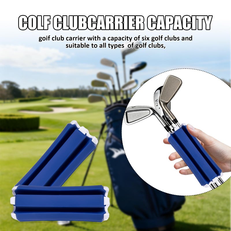 coldpa Golf Club Holder, Golf Club Organizer Support Stand, Cylindrical Holder for 6 Golf Club, Easy-Access Golfing Accessory with Strap, Reduces Clutter in Golf Bag (Blue and White) - Image 4