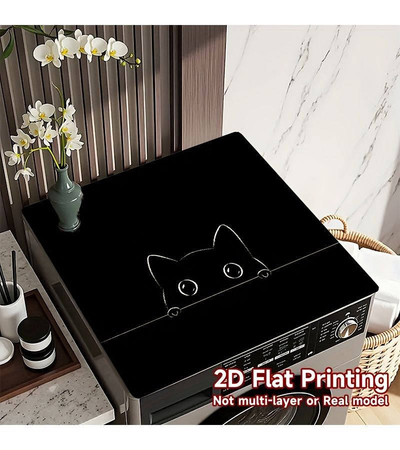 Peekaboo Cat Washing Machine Top Cover Mat 19.69x23.62in Non Slip Quick Dry - Image 1
