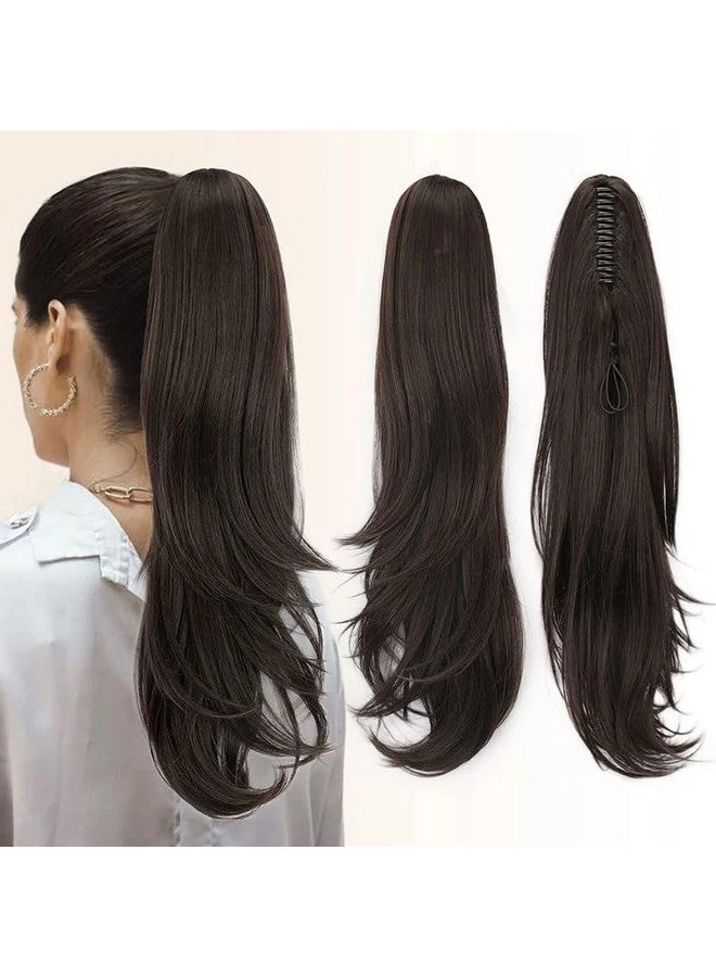 LUSH LOCKS Ponytail Synthetic Hair Extension Long Wavy With Claw Clip For Women Color - Natural Matte Black  - Image 1