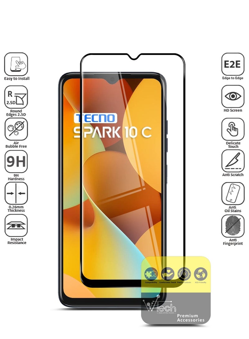 دبليو تيك واقي شاشة من الزجاج المقوى بغطاء كامل من Premium E2E لهاتف Itel A70 4G 2023 شفاف / أسود - Image 2