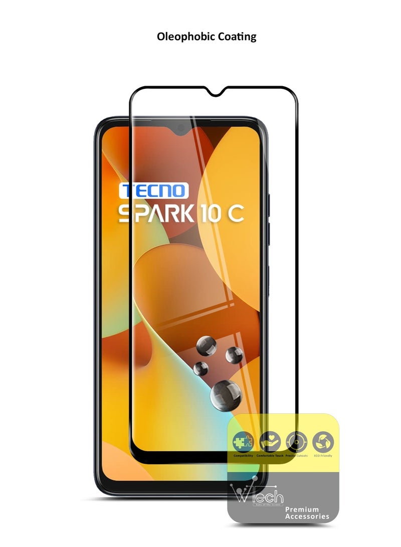 دبليو تيك واقي شاشة من الزجاج المقوى بغطاء كامل من Premium E2E لهاتف Itel A70 4G 2023 شفاف / أسود - Image 5