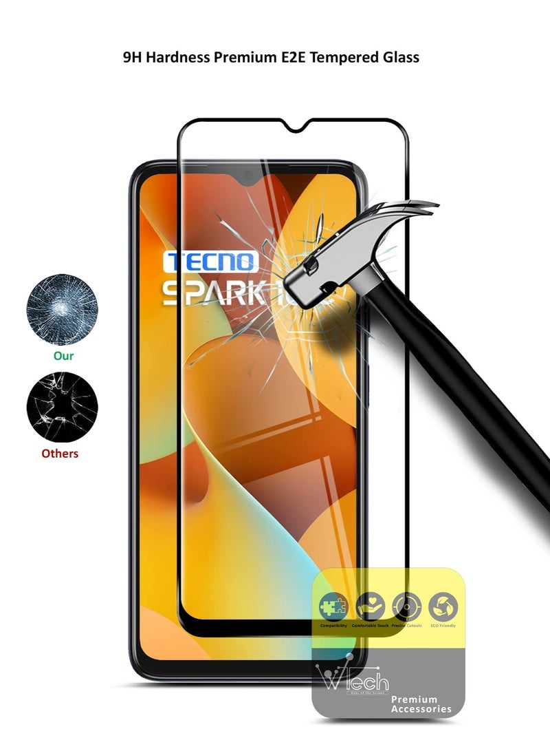 دبليو تيك واقي شاشة من الزجاج المقوى بغطاء كامل من Premium E2E لهاتف Itel A70 4G 2023 شفاف / أسود - Image 3