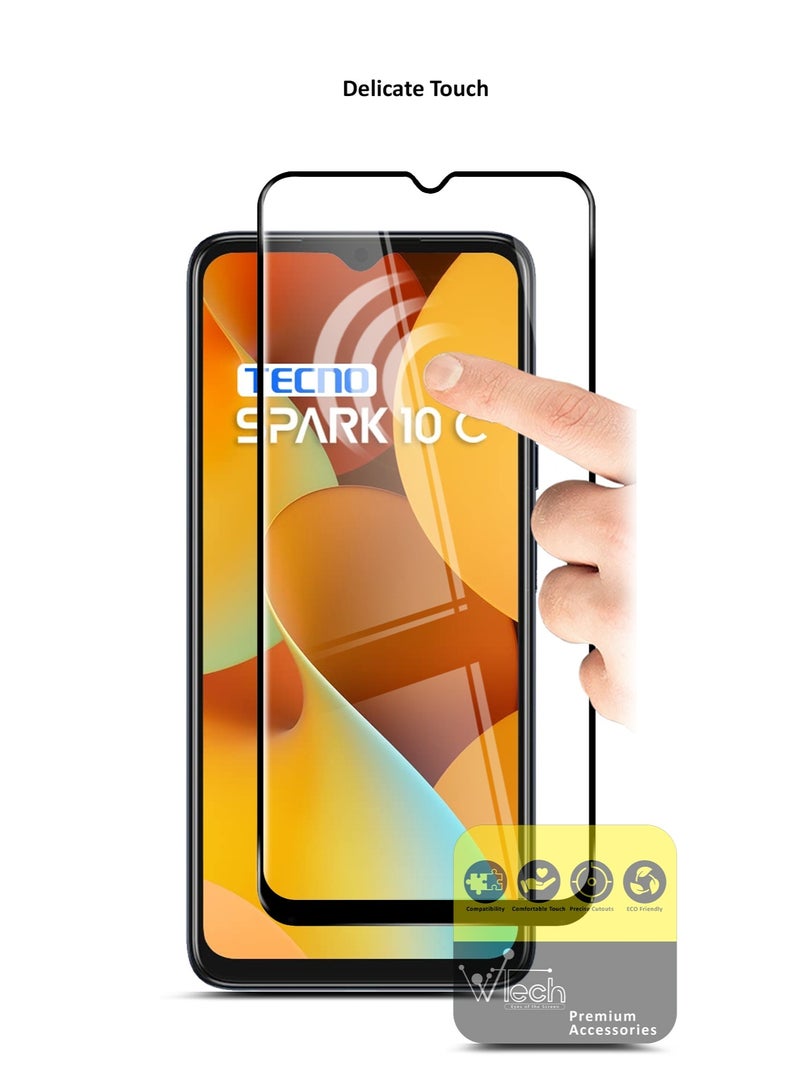 دبليو تيك واقي شاشة من الزجاج المقوى بغطاء كامل من Premium E2E لهاتف Itel A70 4G 2023 شفاف / أسود - Image 4