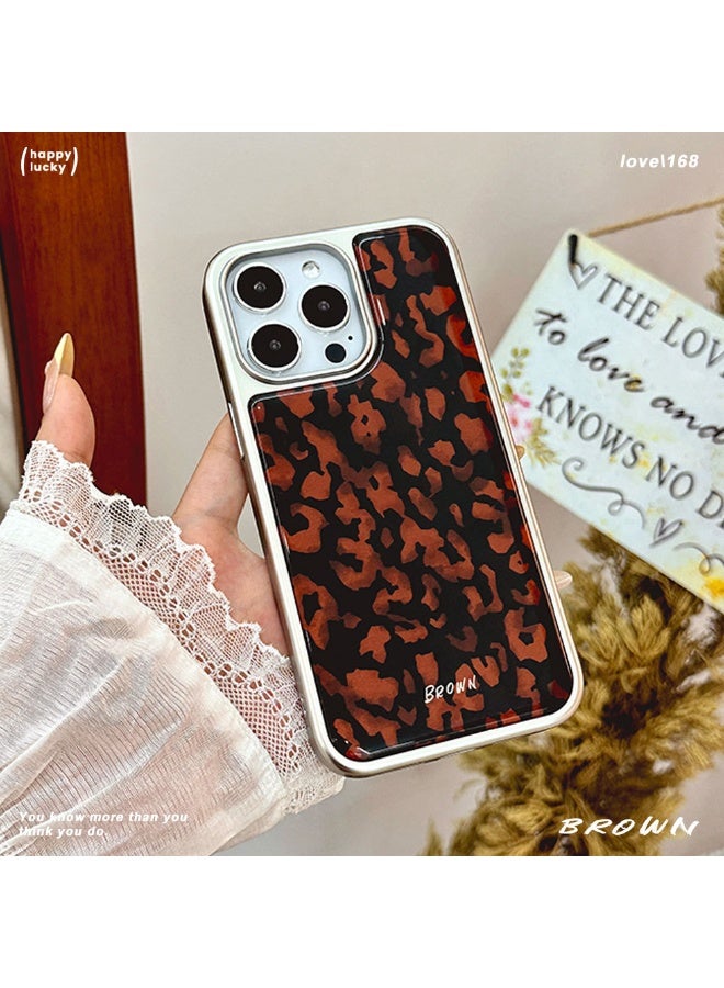 NIBEMINENT Brown Leopard Pattern Protective TPU Case Cover For iPhone 15 Pro - Image 1