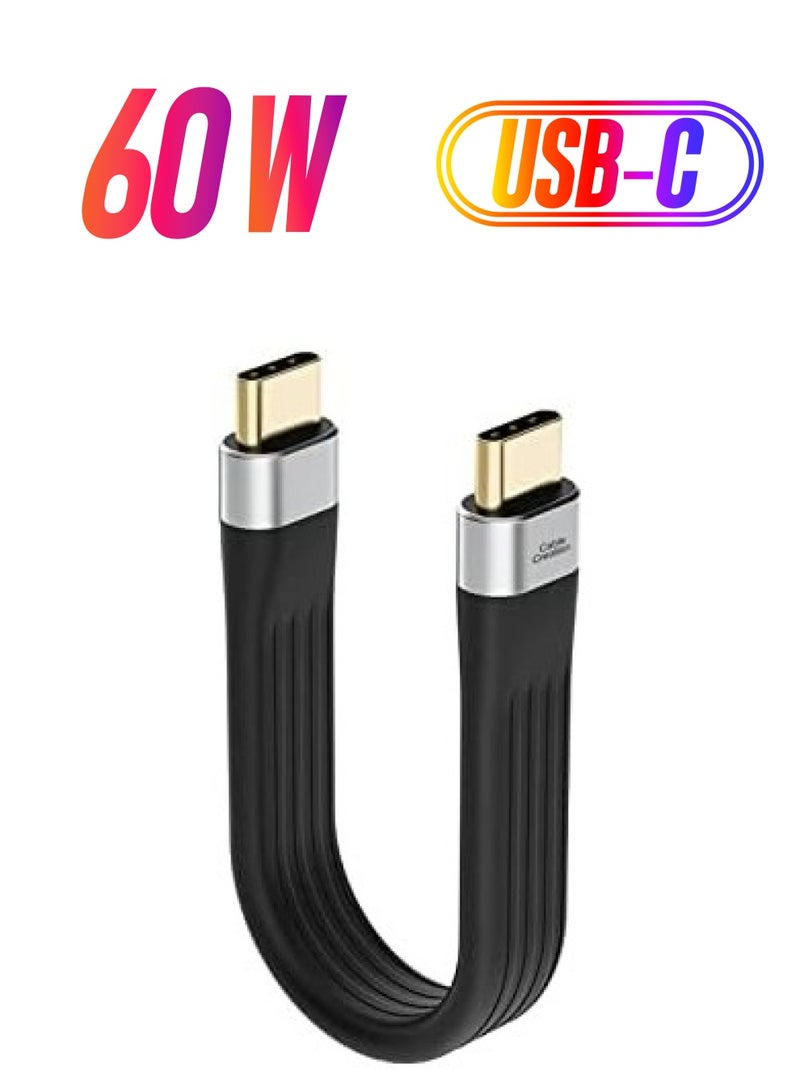 كابل كرييشن كابل USB C قصير 5 بوصات 60 وات PD كابل شحن سريع USB 3.1 نوع C FPC تصميم 10 جيجابت في الثانية، كابل USB C قصير إلى USB C لبنك الطاقة S21/S20 USB C Thunderbolt 3 جهاز iPhone 15/15Pro - Image 1