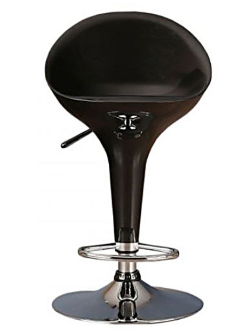 AL WADI FURNITURE Set Of 2 Adjustable Up and Down High Back Scoop Bar Stools Comfortable Swivel Chair With Stainless Steel Base And Footrest - Black  - Image 5