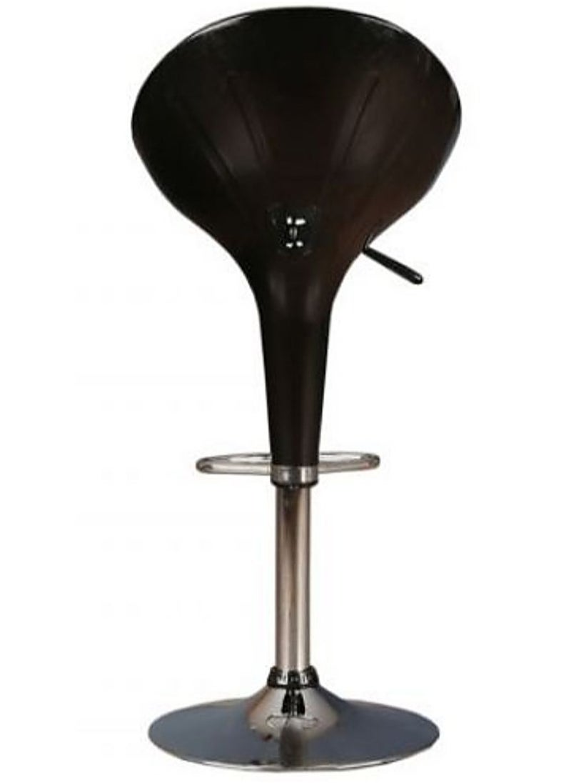 AL WADI FURNITURE Set Of 2 Adjustable Up and Down High Back Scoop Bar Stools Comfortable Swivel Chair With Stainless Steel Base And Footrest - Black  - Image 4