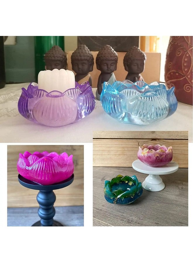 BRIGHTAIL INFRA BRIGHTAIL INFRA Molds Silicone, 1 Pc Tealight Candles Holders Silicone Molds for Resin, Lotus Flower Candlestick Epoxy Casting Molds for DIY Crafts Jewelry Box, Trinket Container, Home Table Decoration  - Image 4