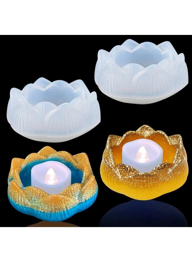 BRIGHTAIL INFRA BRIGHTAIL INFRA Molds Silicone, 1 Pc Tealight Candles Holders Silicone Molds for Resin, Lotus Flower Candlestick Epoxy Casting Molds for DIY Crafts Jewelry Box, Trinket Container, Home Table Decoration  - Image 1