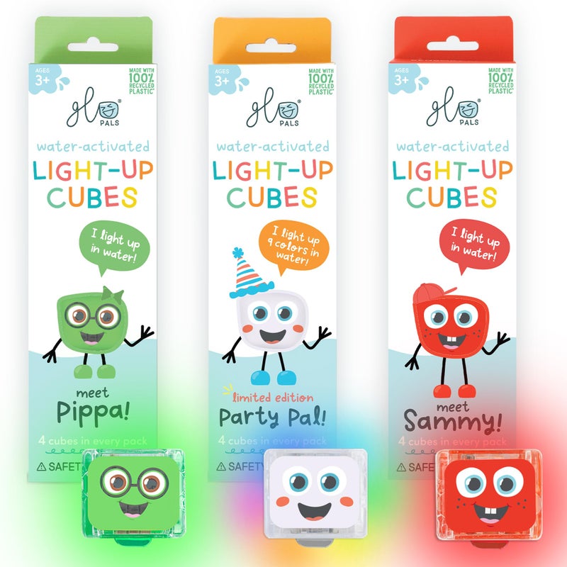 Glo Pals WaterActivated LightUp Cubes Bundle for Sensory Play  12 Pack Holly Jolly - Image 3