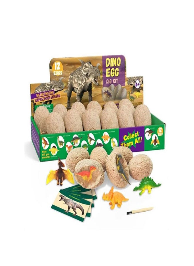 null - Children's Archaeological Excavation Dinosaur Egg Toy Dinosaur Fossil Boys And Girls Diy Handmade Blind Box Earth Digging Treasure Collection-Color:Archaeological Dinosaur Eggs 12 PCs/box - Image 1
