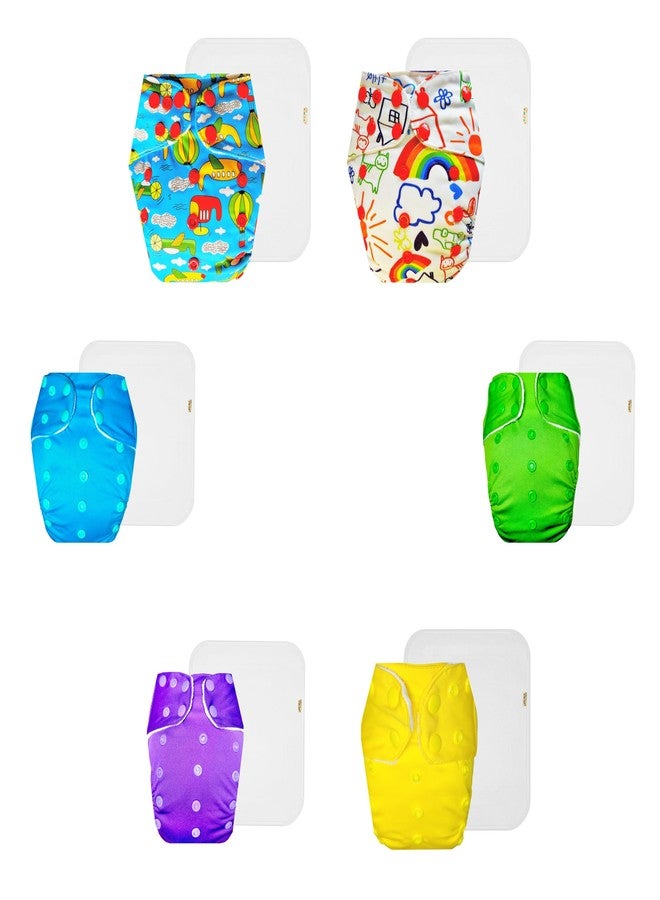 حفاضات دمبلدو القماشية الممتازة مع حشوة قطنية (عبوة من 6) | مضادة للحساسية | وسادة ماصة من 6 طبقات | أزرار كبس قابلة للتعديل | مناسبة للارتداء طوال اليوم | من 3 أشهر إلى 3 سنوات | للجنسين - Image 1