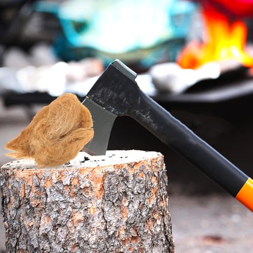 BCOATH Natural Jute Silk Fire Starters - 4Pcs Lightweight Emergency Fire Igniter for Camping and Outdoor Adventures Quick Ignition Tool - Image 4