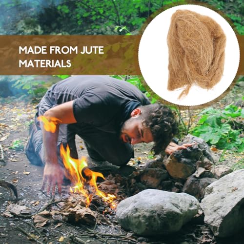 BCOATH Natural Jute Silk Fire Starters - 4Pcs Lightweight Emergency Fire Igniter for Camping and Outdoor Adventures Quick Ignition Tool - Image 5