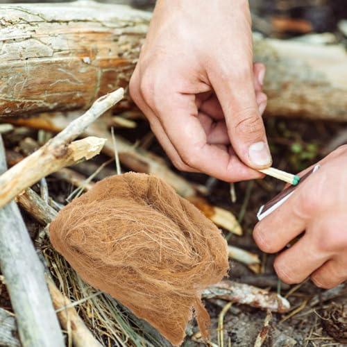 BCOATH Natural Jute Silk Fire Starters - 4Pcs Lightweight Emergency Fire Igniter for Camping and Outdoor Adventures Quick Ignition Tool - Image 3