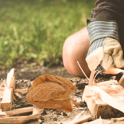 BCOATH Natural Jute Silk Fire Starters - 4Pcs Lightweight Emergency Fire Igniter for Camping and Outdoor Adventures Quick Ignition Tool - Image 2