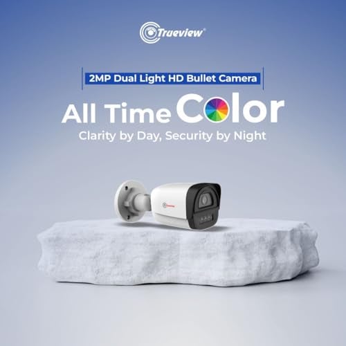 Trueview 2MP Dual Light HD Bullet Wired CCTV Camera with Built-in Mic | Works with DVR (TVI/AHD/CVI/CVBS) | All Time Color Vision, 3.6mm Lens, 20M IR, 15M White LED | H.265 | IP66 Waterproof - Image 2